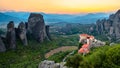 Mountain scenery with Meteora rocks and Monastery Royalty Free Stock Photo