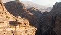 Mountain scenery of the rocky mountains of the famous Petra monument  in Jordan middle east Royalty Free Stock Photo