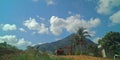 Mountain scenery under blue sky and cludy