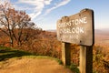 Mountain scenic overlook with sign.