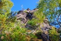 Mountain Scharfenstein rock in Zittau Mountains Royalty Free Stock Photo