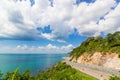 Mountain,sea and big clould blue sky with curve road Royalty Free Stock Photo