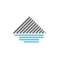 Mountain sea simple stripes line logo