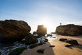 Mountain and sea in sunny day Royalty Free Stock Photo