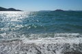 Mountain and sea view from Calis beach in Fethiye. Royalty Free Stock Photo