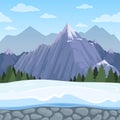 Mountain seamless background. Outdoor cartoon hills landscape of relief various types vector pictures