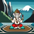 Mountain Serenity: Ganesha's Meditative Power Royalty Free Stock Photo