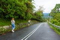 Mountain serpentine asphalt road in the Asian mountain jungle