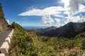 Mountain serpentine. Narrow winding road. The path from Taganana village to Santa Cruz de Tenerife. Stunning view from above. Fish Royalty Free Stock Photo