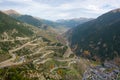 Mountain serpentine, road and buildigs in Andorra Royalty Free Stock Photo