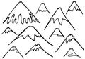 Set of mountain illustrations. hand drawn illustrations.