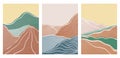 Mountain on set. Mid century modern minimalist art print. Abstract contemporary aesthetic backgrounds landscape Royalty Free Stock Photo