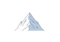 The mountain is shaded in light blue and white, with simple black Royalty Free Stock Photo