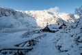 Mountain shelter Samotnia in Karkonosze during snowy winter in Poland Royalty Free Stock Photo