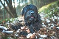 Mountain shepherd dog among autumn leaves Royalty Free Stock Photo
