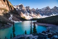 Mountain shadow at sunset over Moraine Lake Royalty Free Stock Photo