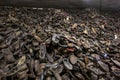 A mountain of shoes taken from executed prisoners on display at the Auschwitz-Birkenau State Museum at Oswiecim in Poland.