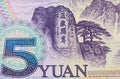 Reverse side of 5 Chinese Yuan banknote, back side of 5 Chinese Yuan Paper Currency Royalty Free Stock Photo