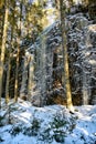 mountain side covered in ice in forest Narke Sweden Royalty Free Stock Photo