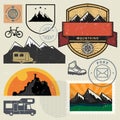 Mountain sign or symbols adventure set