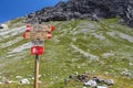 Mountain signs on the Italian Alps