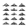 Mountain silhouette clip art Set Royalty Free Stock Photo