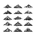 Mountain silhouette clip art Set Royalty Free Stock Photo