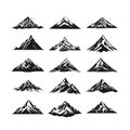 Mountain silhouette clip art Set Royalty Free Stock Photo