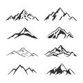 Mountain Silhouette Clipart Collection set Royalty Free Stock Photo