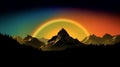 Mountain Silhouette with Rainbow Royalty Free Stock Photo