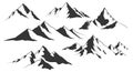 Mountain silhouette. Rocky range landscape shape. Hiking mountains peaks, hills and cliffs. Climbing stone mount