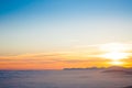 Mountain silhouette at sundown