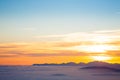 Mountain silhouette at sundown