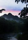 Mountain silhouette at sunset