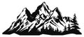 Mountain silhouette - vector icon. Rocky peaks. Mountains ranges. Black and white mountain icon isolated Royalty Free Stock Photo