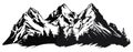 Mountain silhouette - vector icon. Rocky peaks. Mountains ranges. Black and white mountain icon isolated Royalty Free Stock Photo