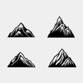 Mountain silhouette - vector icon. Rocky peaks. Mountains ranges. Black and white mountain icon