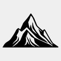 Mountain silhouette - vector icon. Rocky peaks. Mountains ranges. Black and white mountain icon