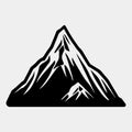 Mountain silhouette - vector icon. Rocky peaks. Mountains ranges. Black and white mountain icon