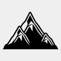 Mountain silhouette - vector icon. Rocky peaks. Mountains ranges. Black and white mountain icon Royalty Free Stock Photo