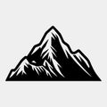 Mountain silhouette - vector icon. Rocky peaks. Mountains ranges. Black and white mountain icon Royalty Free Stock Photo