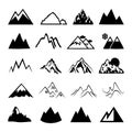 Mountain silhouette vector icon set collection with different concepts. Royalty Free Stock Photo