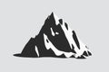 Mountain silhouette - vector. Rocky peaks. Mountains ranges. Black and white mountain icon isolated