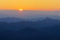 Mountain silhouettes at sunset