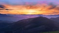 Mountain silhouettes at sunset