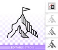 Mountain simple black line climbing vector icon