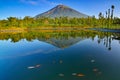 Mountain Sindoro reflection of Embung Kledung, Temanggung Indonesia Royalty Free Stock Photo