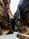 Mountain Siq Petra City Jordan walk through narrow natural geological archaeological sandstone