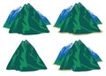 Set of sketch mountain illustrations. Single mountain, mountain group, road, tunnel.