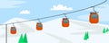 Mountain ski cabine concept background, flat style